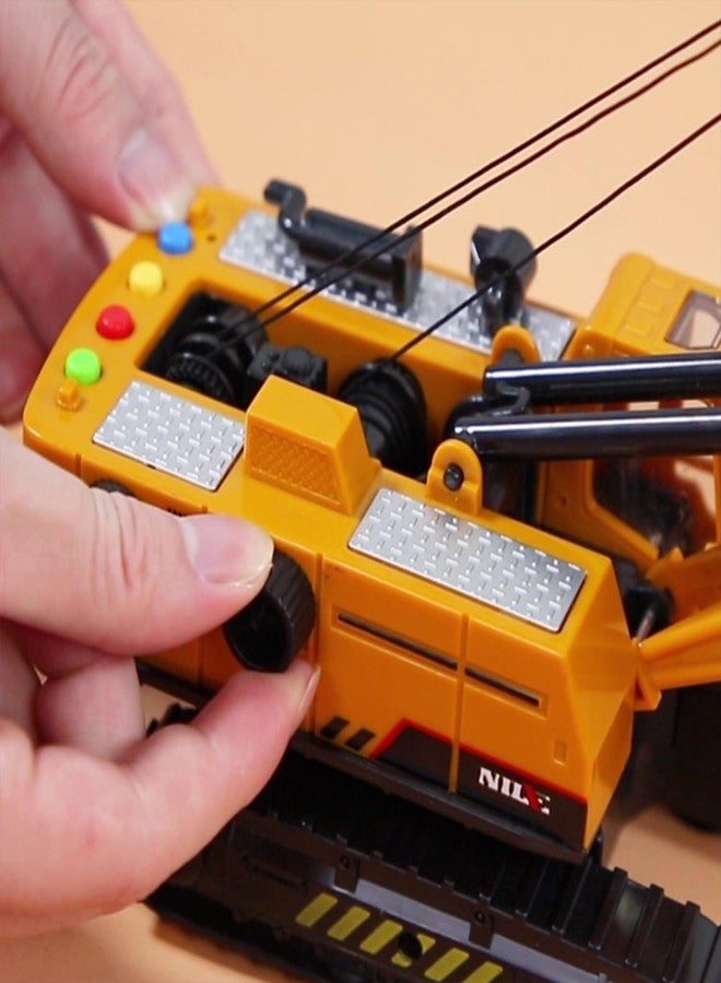 PROBABE 1:50 Unbreakable Friction Power Crane Toy with Light & Sounds, Cable 360 Degree Rotating Towing Pull Back Vehicles Construction Truck Toy for 3+ Year Kids Boys Girls - Image 3